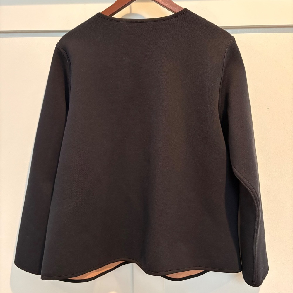 J. Jill Wearever Cardigan Large Black Tan Reversible Open Double Knit Jacket - Picture 8 of 15